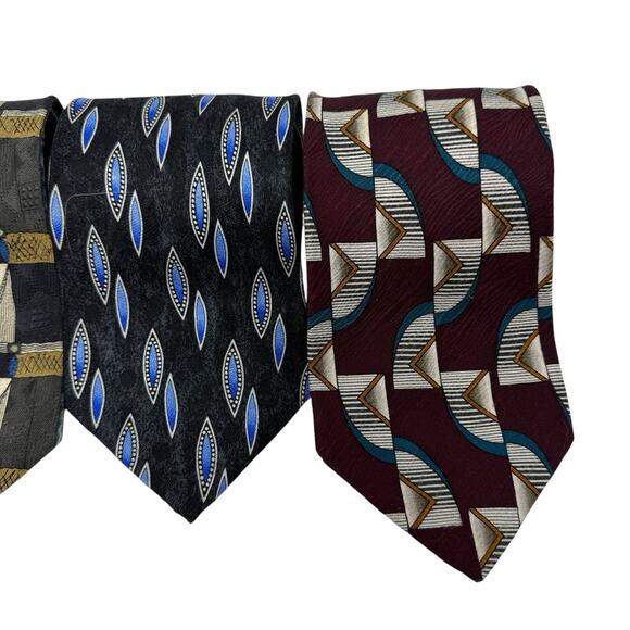Matrix 100% Silk Mens Neck Ties LOT Of Three Ties Blue Maroon Neutral Business - Picture 6 of 9